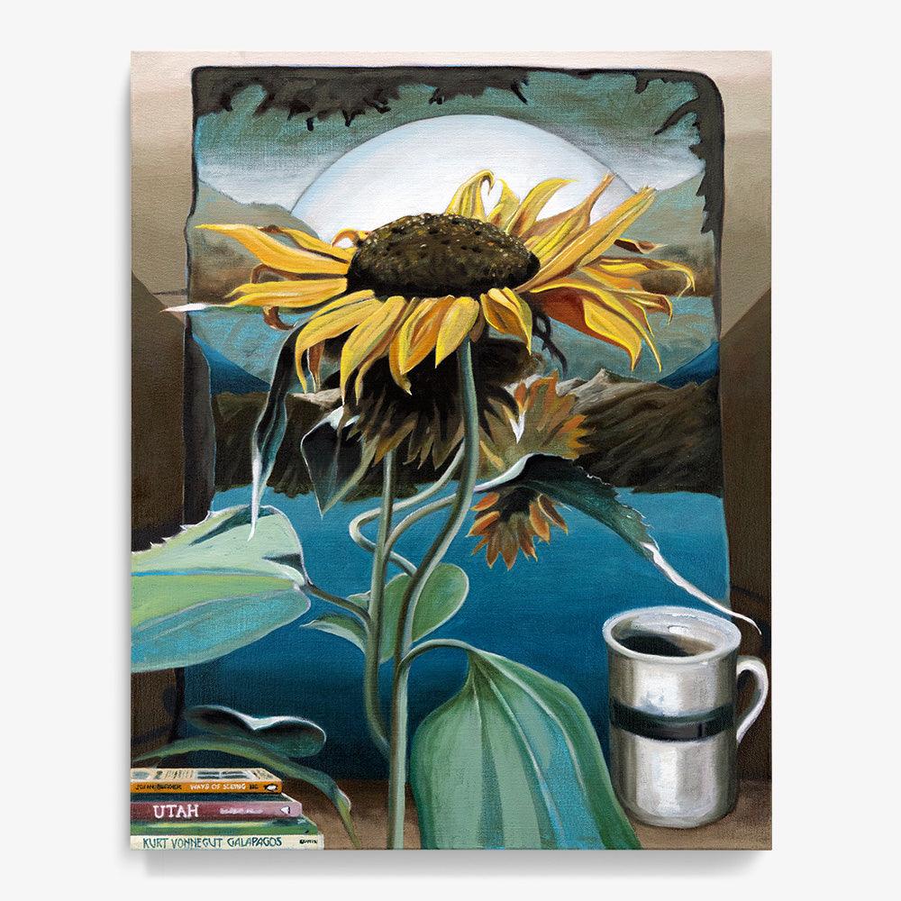 Sunflower mixed media collage paper painting Poster for Sale by